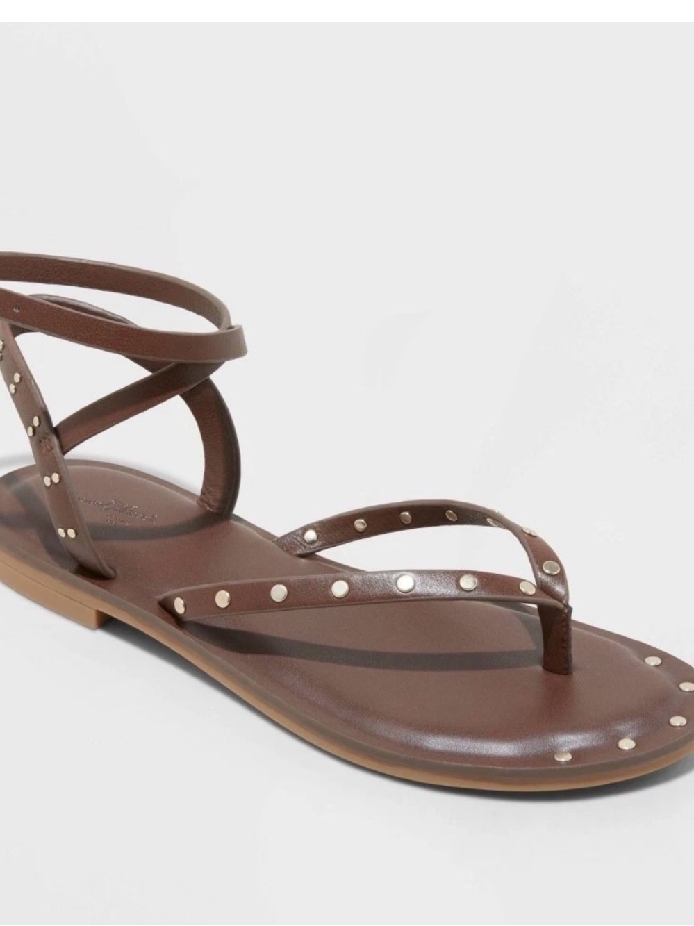 Universal Thread Brown Studded Strappy Flat Sandals NWT 9